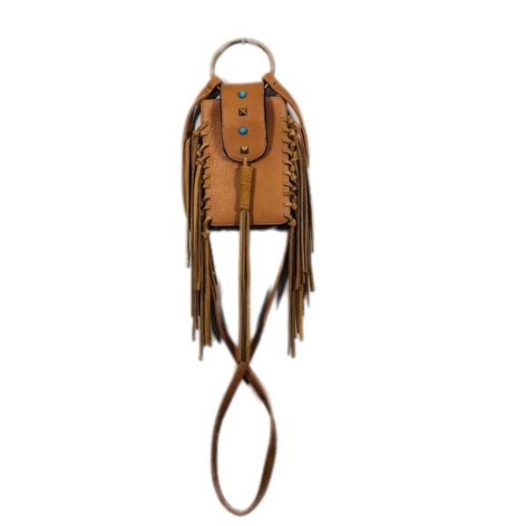 MUDD Women’s Brown Boho Fringe Cell Crossbody Bag - Picture 6 of 8